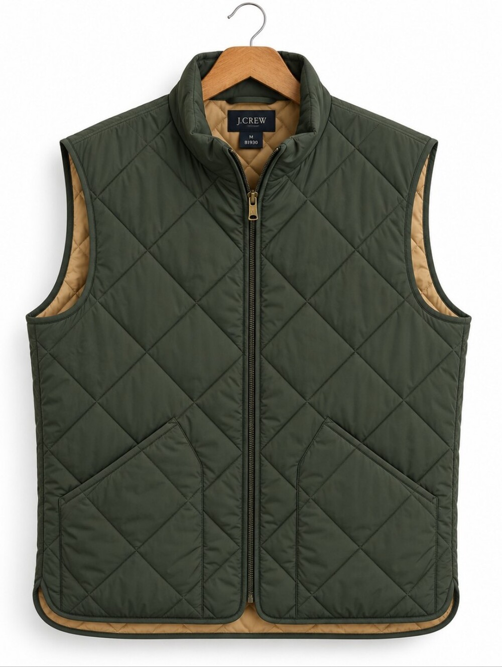 J.Crew Walker Quilted Vest Men M Olive Green BI930 Fall Preppy Minalamist